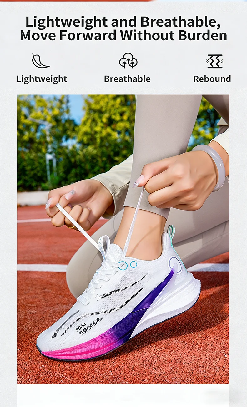 Carbon Fiber Running Shoes Breathable Mesh Stability Sole for Marathon Race Road Training Men Women Lightweight Shock Absorption