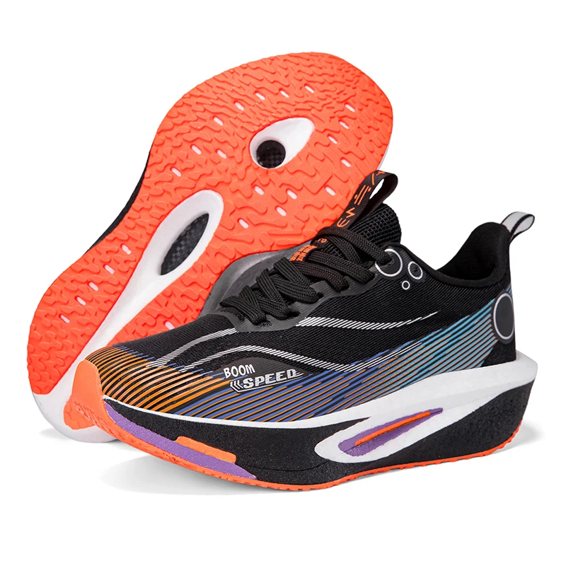Carbon Fiber Running Shoes Breathable Mesh Stability Sole for Marathon Race Road Training Men Women Lightweight Shock Absorption