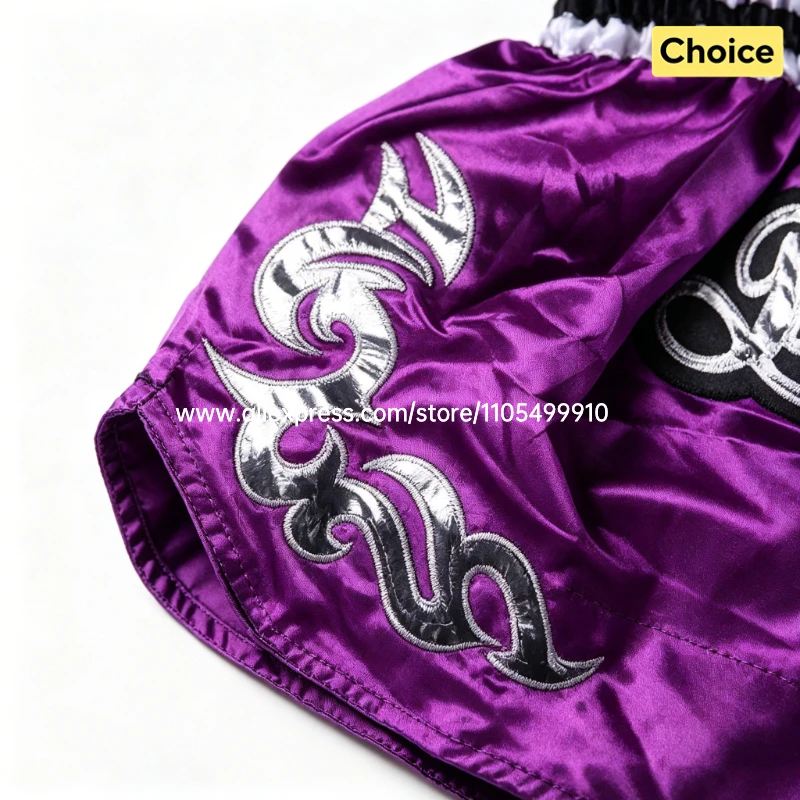 Men's Women's High Elastic Boxing Shorts Pink Green Muay Thai Shorts for Boy Girl Sanda Fight Shorts for Fitness & Martial Arts