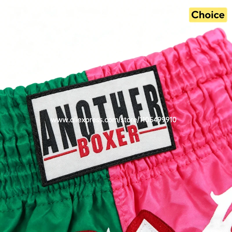 Men's Women's High Elastic Boxing Shorts Pink Green Muay Thai Shorts for Boy Girl Sanda Fight Shorts for Fitness & Martial Arts