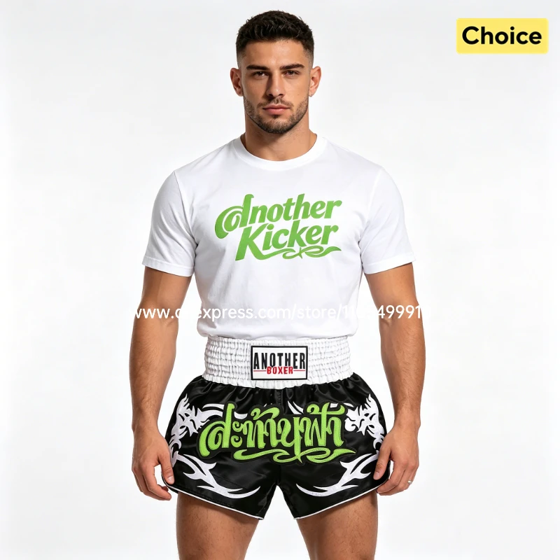 Men's Women's High Elastic Boxing Shorts Pink Green Muay Thai Shorts for Boy Girl Sanda Fight Shorts for Fitness & Martial Arts