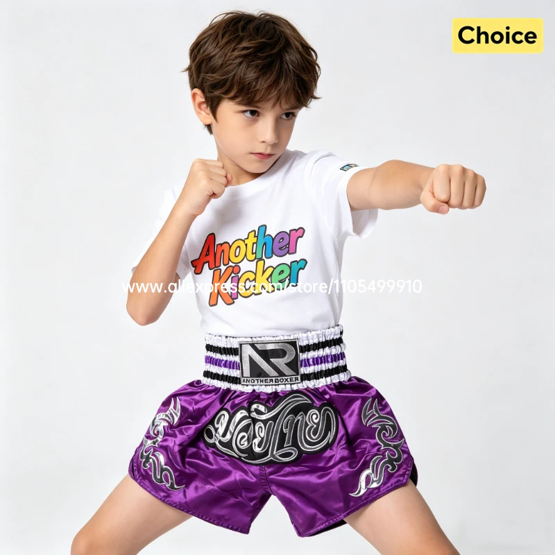 Men's Women's High Elastic Boxing Shorts Pink Green Muay Thai Shorts for Boy Girl Sanda Fight Shorts for Fitness & Martial Arts