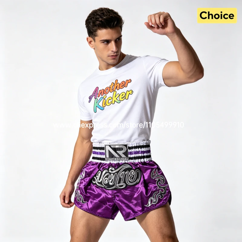 Men's Women's High Elastic Boxing Shorts Pink Green Muay Thai Shorts for Boy Girl Sanda Fight Shorts for Fitness & Martial Arts