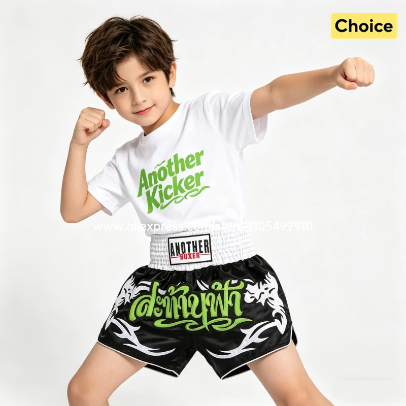 Men's Women's High Elastic Boxing Shorts Pink Green Muay Thai Shorts for Boy Girl Sanda Fight Shorts for Fitness & Martial Arts