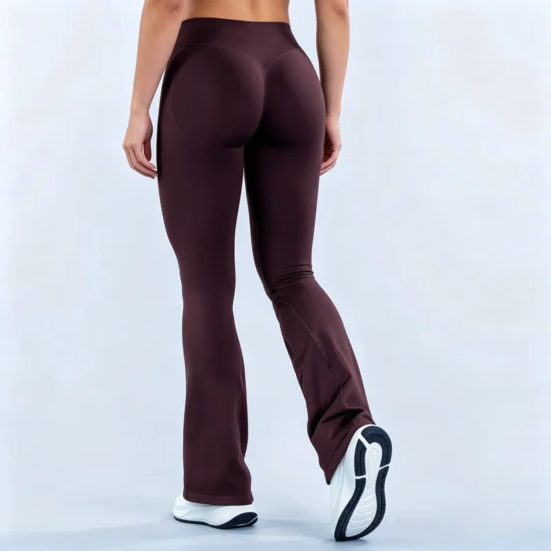 HISTELLO Fitness Flared Leggings Women Sexy High Elastic Seamless Yoga Pants Scrunch Butt Lift Tummy Control Gym Sports Tight