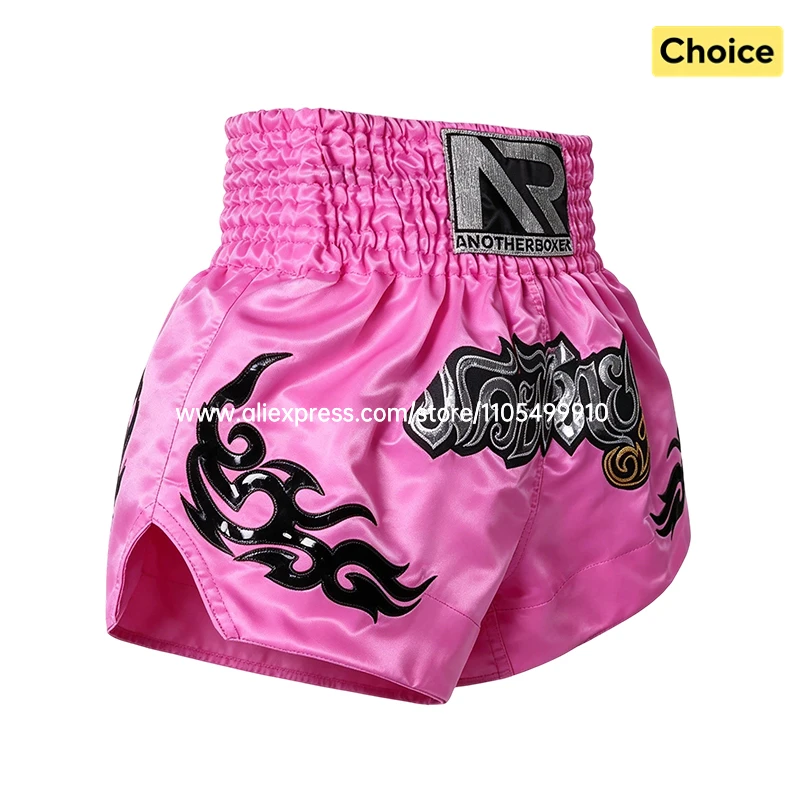 Tiger Muay Thai Shorts Embroidery Boxing Shorts Satin Kickboxing Fight Wear Men Women Kids MMA Training Competition Pants Blue