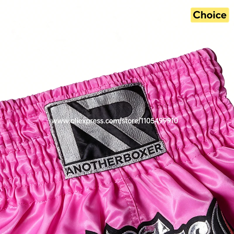 Tiger Muay Thai Shorts Embroidery Boxing Shorts Satin Kickboxing Fight Wear Men Women Kids MMA Training Competition Pants Blue