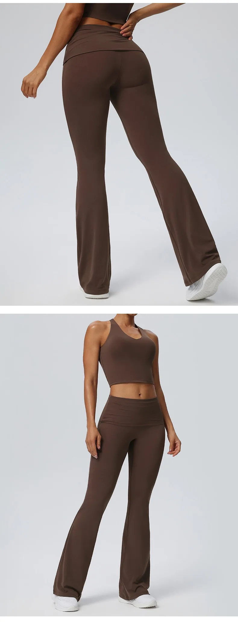 Women Pleated High-Waisted Yoga Pants Butt Lifting Skinny With A Wide-leg Design Flared Leggings for Running Fitness Yoga Pants