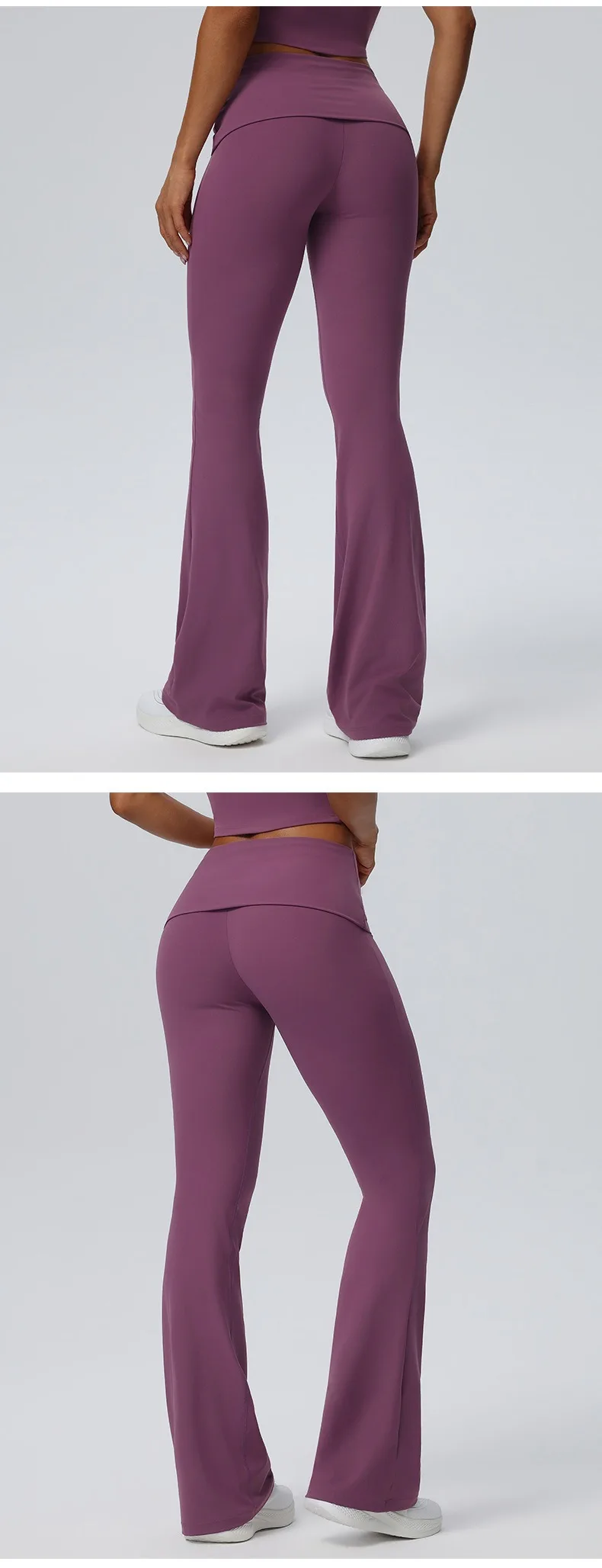 Women Pleated High-Waisted Yoga Pants Butt Lifting Skinny With A Wide-leg Design Flared Leggings for Running Fitness Yoga Pants