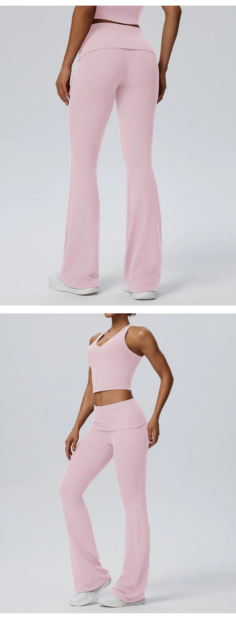 Women Pleated High-Waisted Yoga Pants Butt Lifting Skinny With A Wide-leg Design Flared Leggings for Running Fitness Yoga Pants