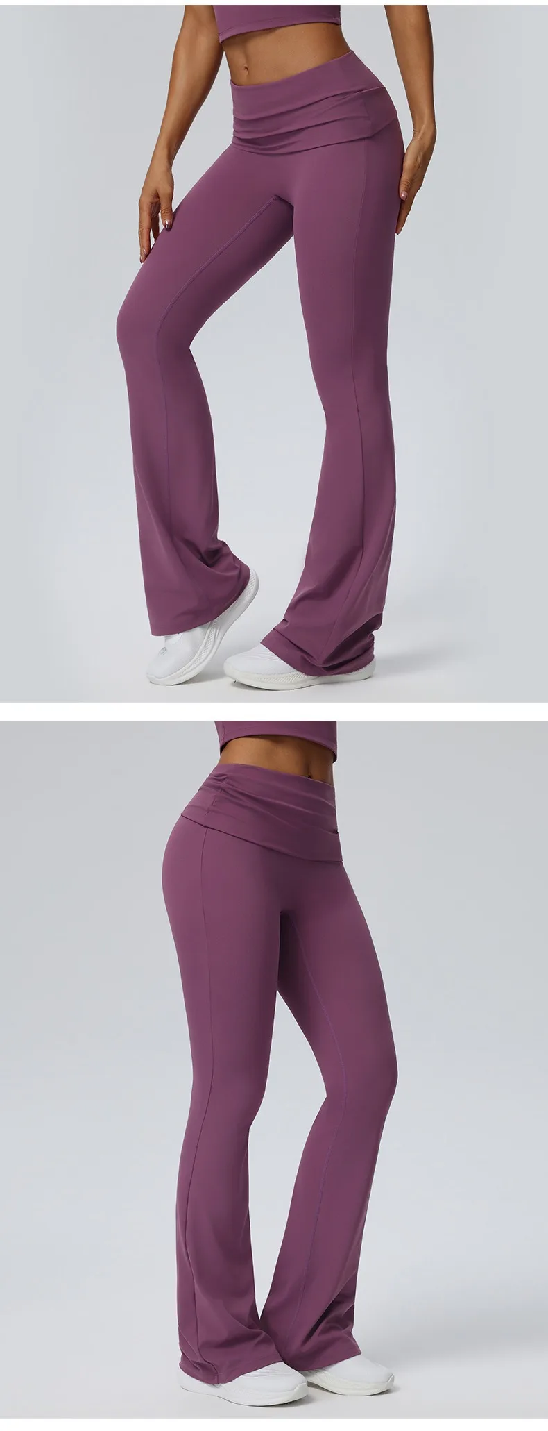 Women Pleated High-Waisted Yoga Pants Butt Lifting Skinny With A Wide-leg Design Flared Leggings for Running Fitness Yoga Pants