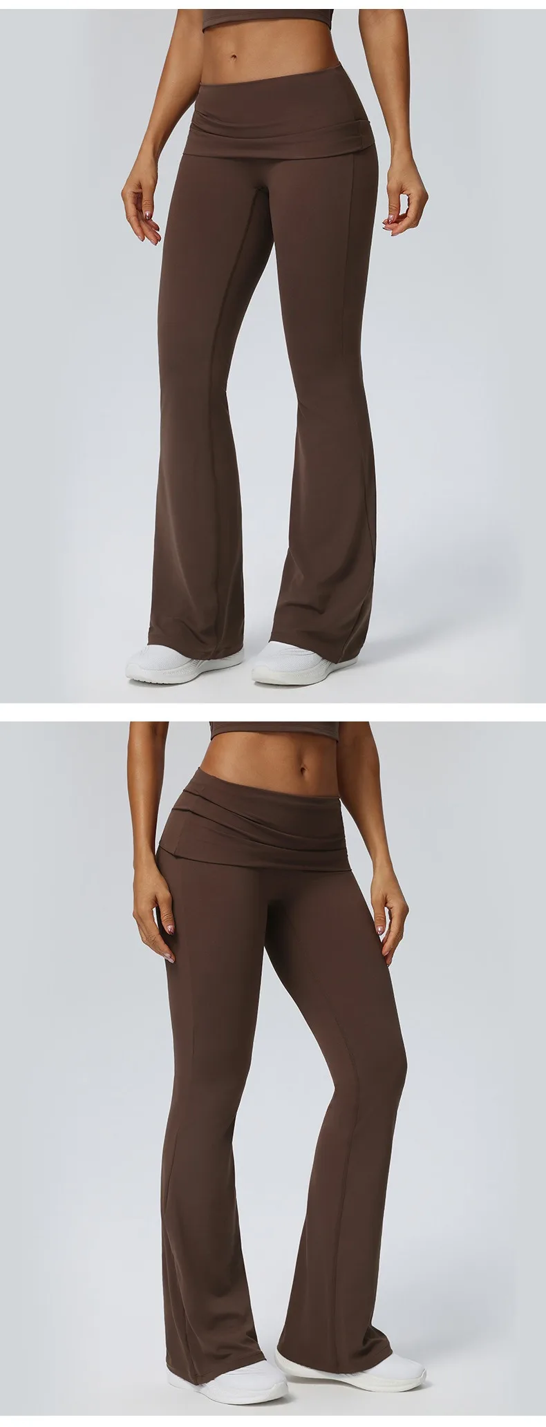 Women Pleated High-Waisted Yoga Pants Butt Lifting Skinny With A Wide-leg Design Flared Leggings for Running Fitness Yoga Pants