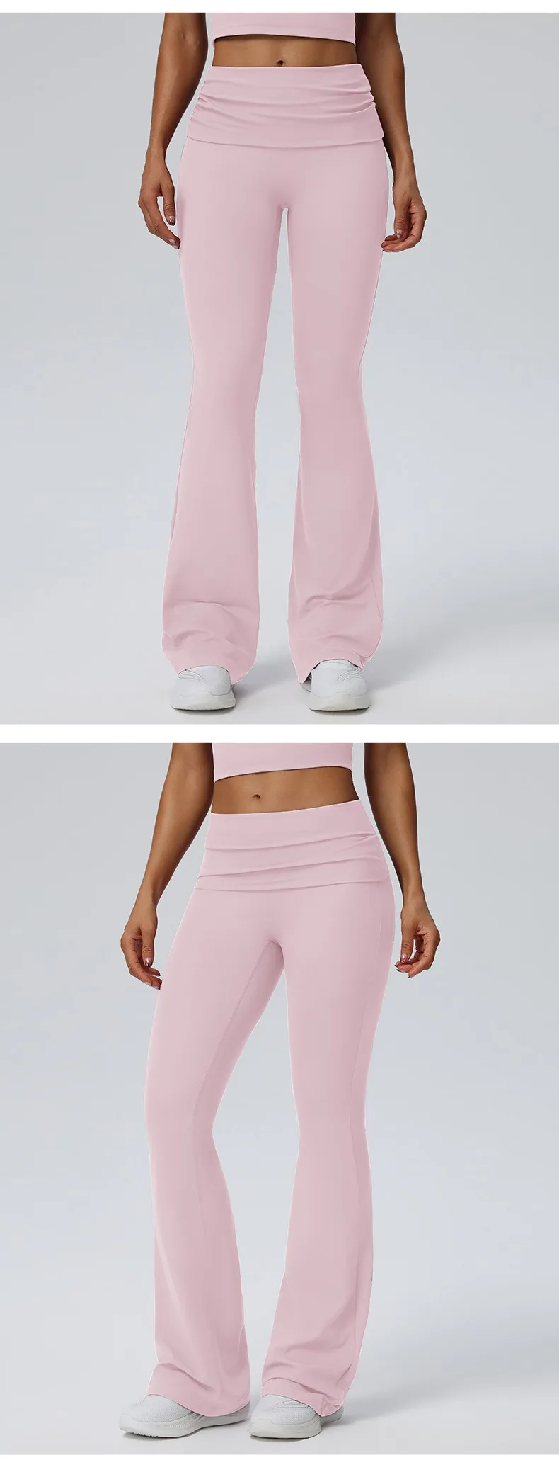 Women Pleated High-Waisted Yoga Pants Butt Lifting Skinny With A Wide-leg Design Flared Leggings for Running Fitness Yoga Pants