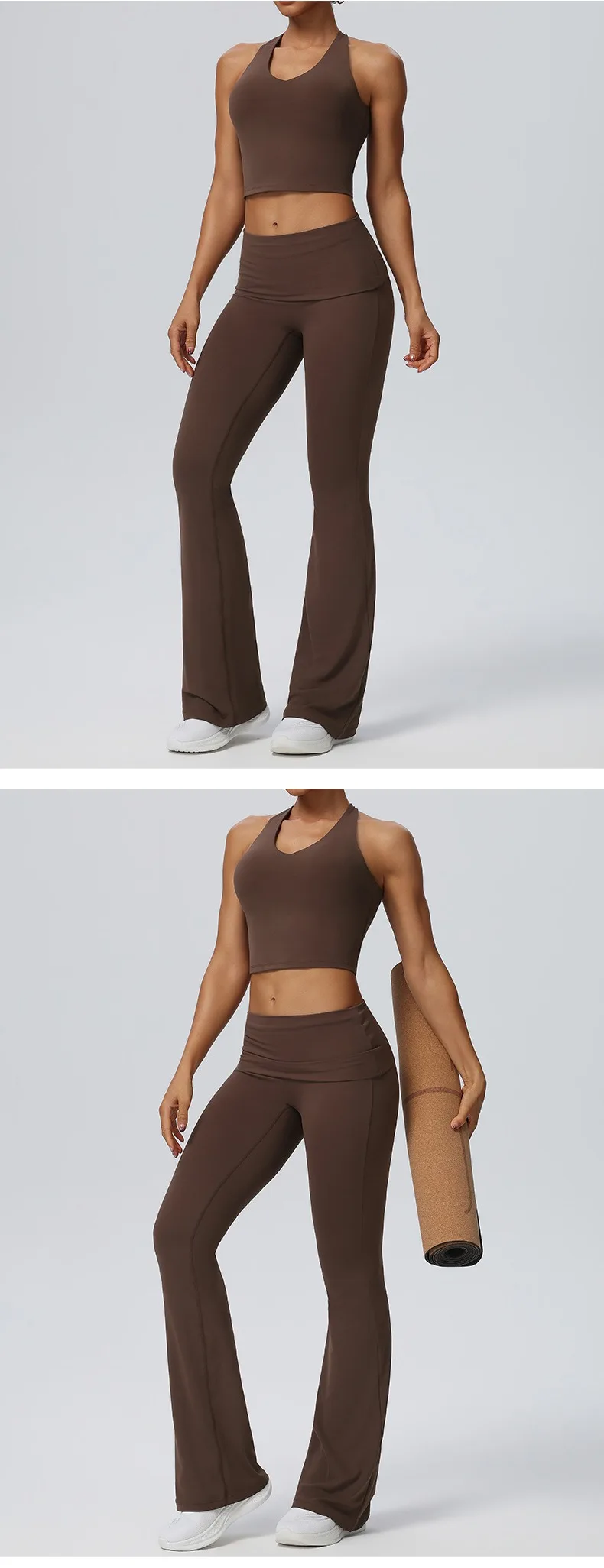 Women Pleated High-Waisted Yoga Pants Butt Lifting Skinny With A Wide-leg Design Flared Leggings for Running Fitness Yoga Pants