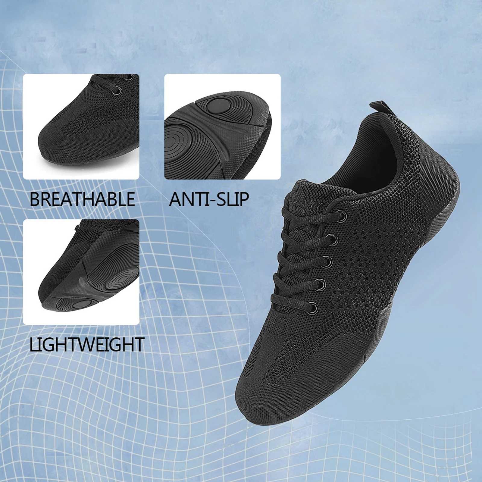 852 Breathable Mesh Aerobics Shoes Women Lightweight Cheerleading Sneakers Non‑slip Sole Youth Girls Dancing Training Shoes
