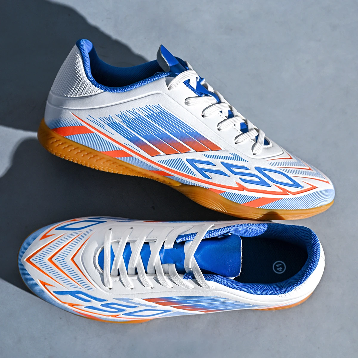 Exclusive Five-a-side IC Indoor Flat Soccer Shoes PU Fabric Anti-slip Rubber Outsole Adult Sports Competition Daily Training