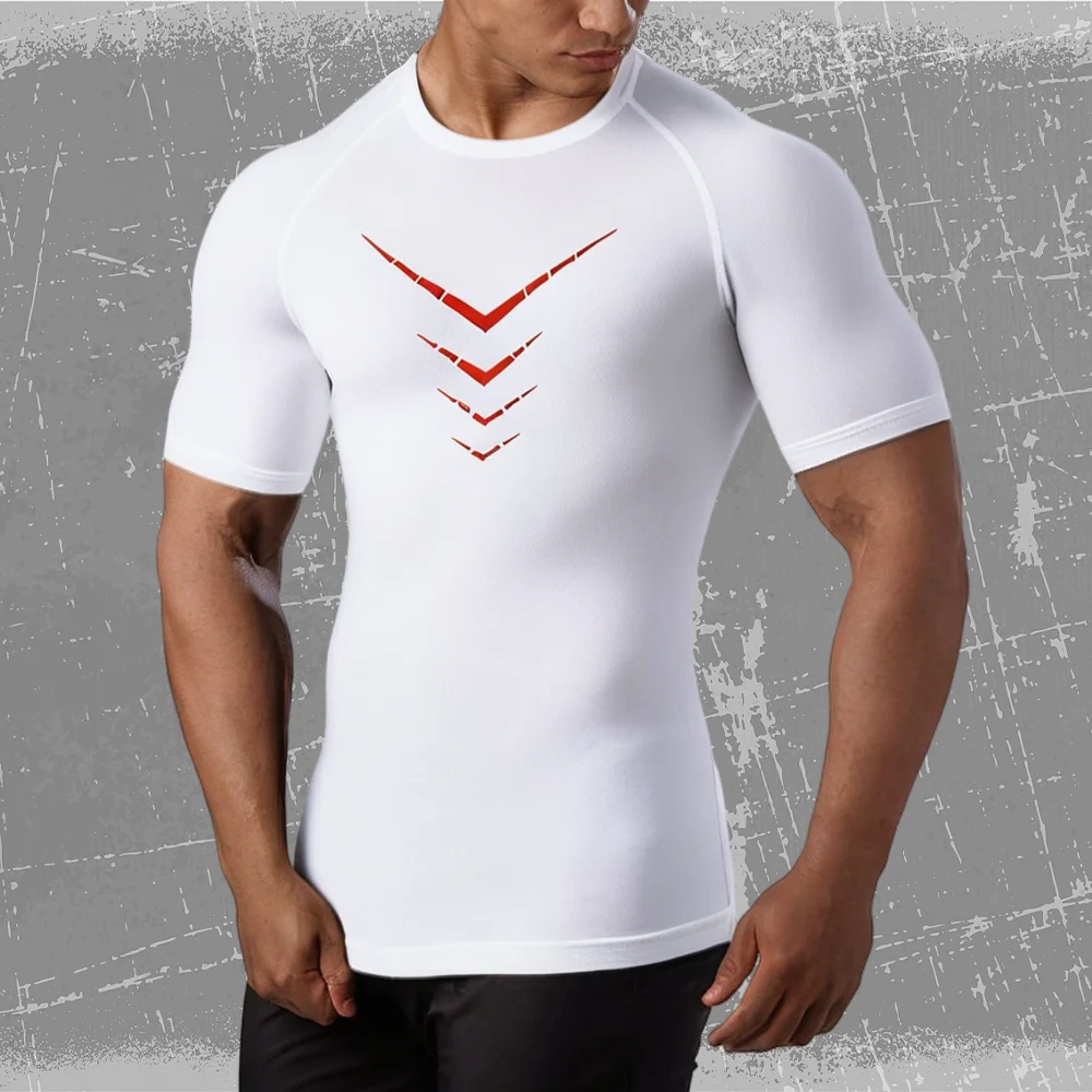 Men Compression Shirt Quick Dry Sports Tee Short Sleeve Gym Running Workout Fitness Athletic Base Layer Top