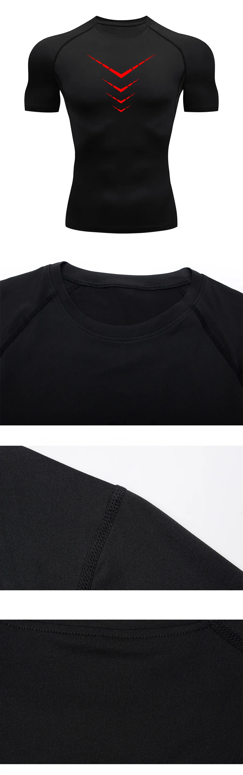 Men Compression Shirt Quick Dry Sports Tee Short Sleeve Gym Running Workout Fitness Athletic Base Layer Top