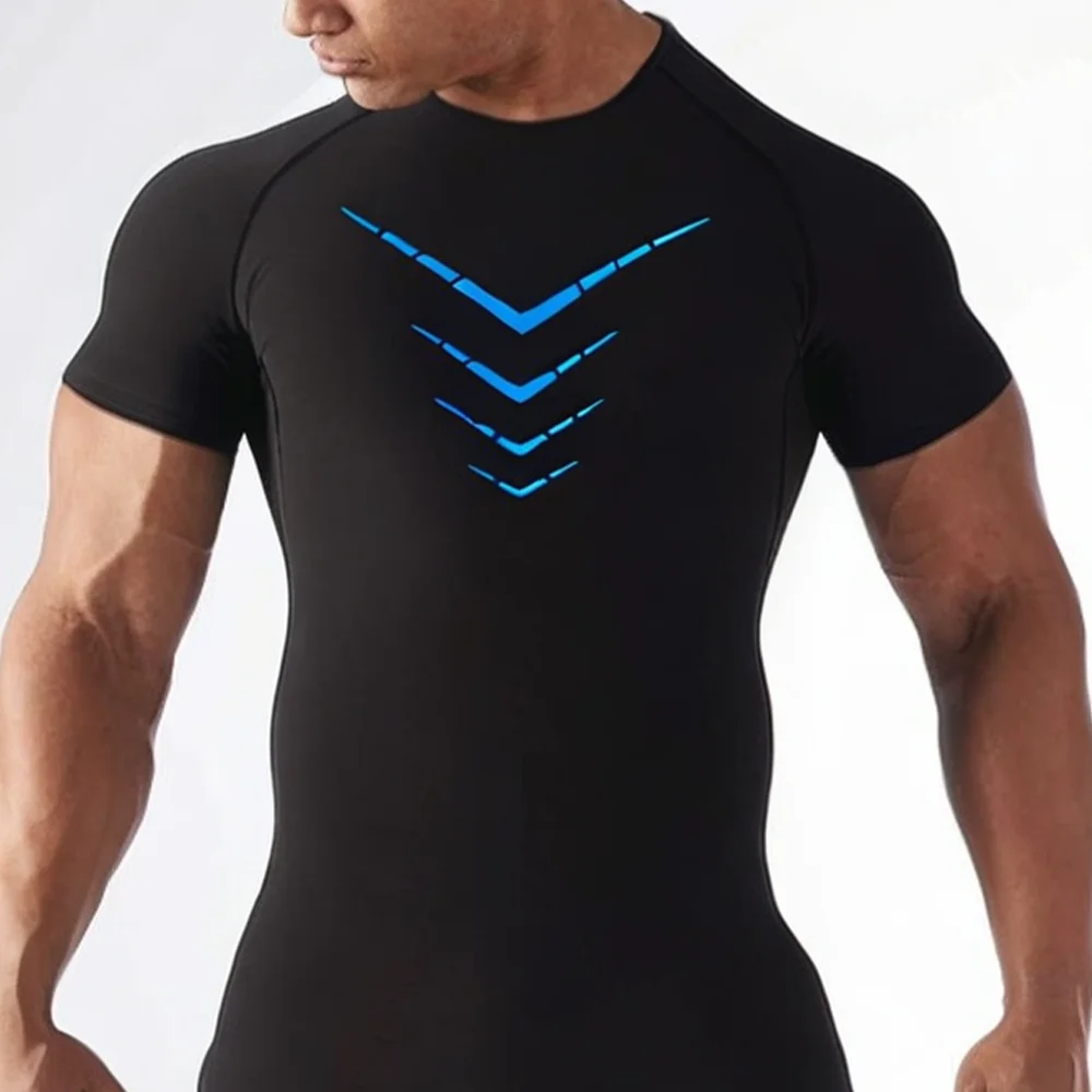 Men Compression Shirt Quick Dry Sports Tee Short Sleeve Gym Running Workout Fitness Athletic Base Layer Top