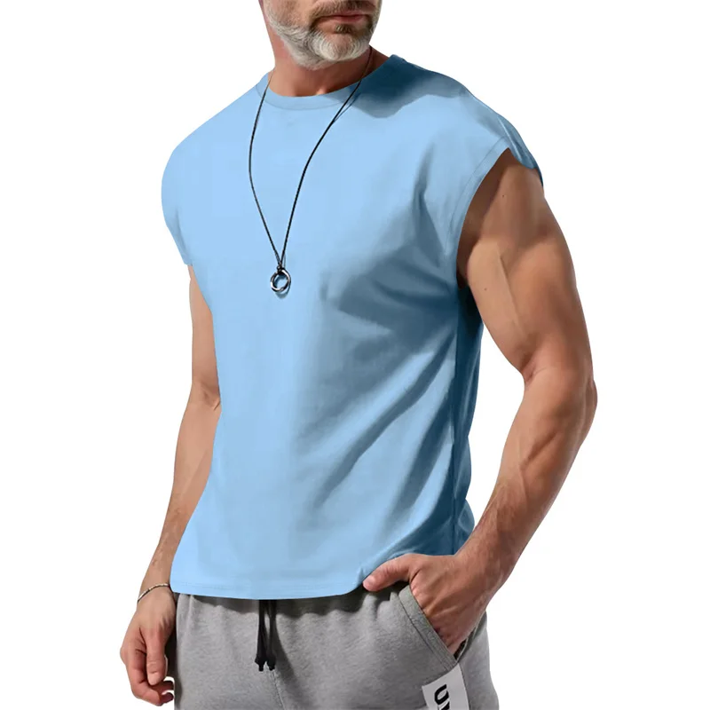 2026 Summer Men Waistcoat Running Vest Lightweight Soft Breathable Fitness Sleeveless Training Tank Top Daily Loose Sports tops