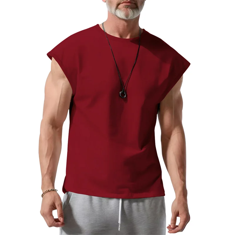 2026 Summer Men Waistcoat Running Vest Lightweight Soft Breathable Fitness Sleeveless Training Tank Top Daily Loose Sports tops