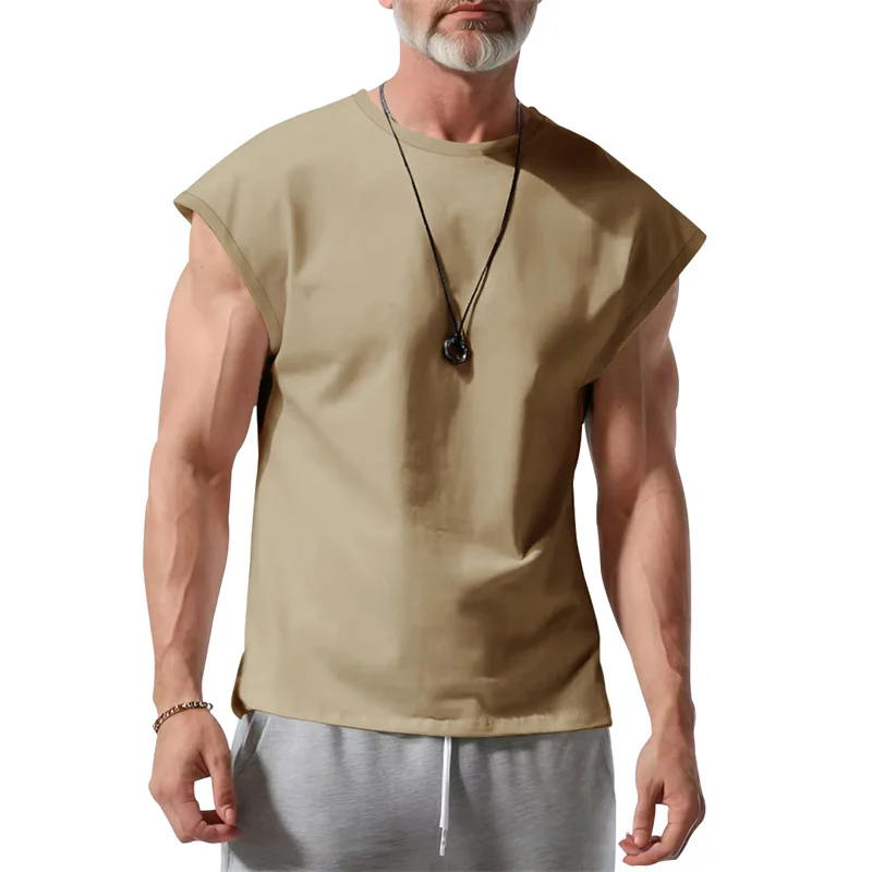 2026 Summer Men Waistcoat Running Vest Lightweight Soft Breathable Fitness Sleeveless Training Tank Top Daily Loose Sports tops