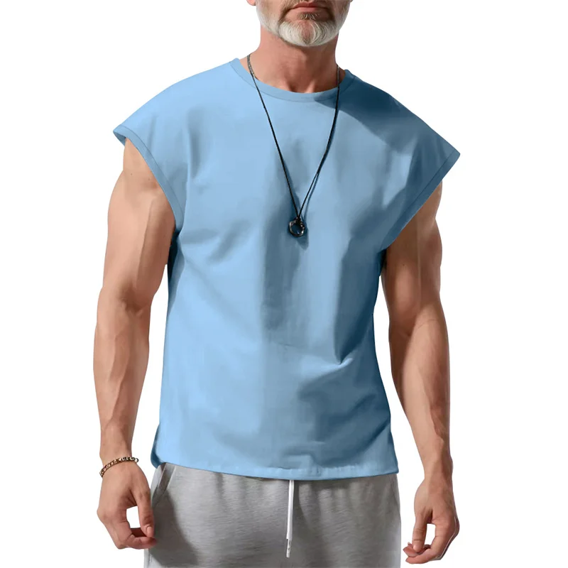 2026 Summer Men Waistcoat Running Vest Lightweight Soft Breathable Fitness Sleeveless Training Tank Top Daily Loose Sports tops