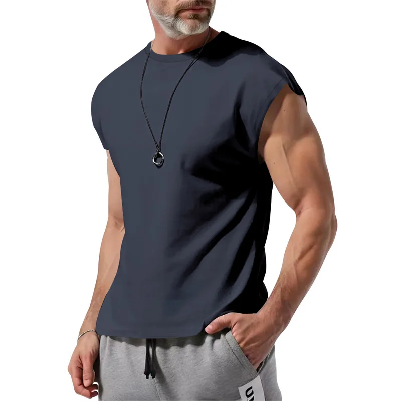 2026 Summer Men Waistcoat Running Vest Lightweight Soft Breathable Fitness Sleeveless Training Tank Top Daily Loose Sports tops