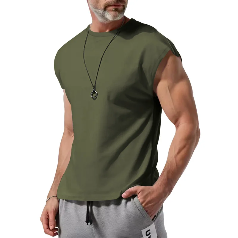 2026 Summer Men Waistcoat Running Vest Lightweight Soft Breathable Fitness Sleeveless Training Tank Top Daily Loose Sports tops