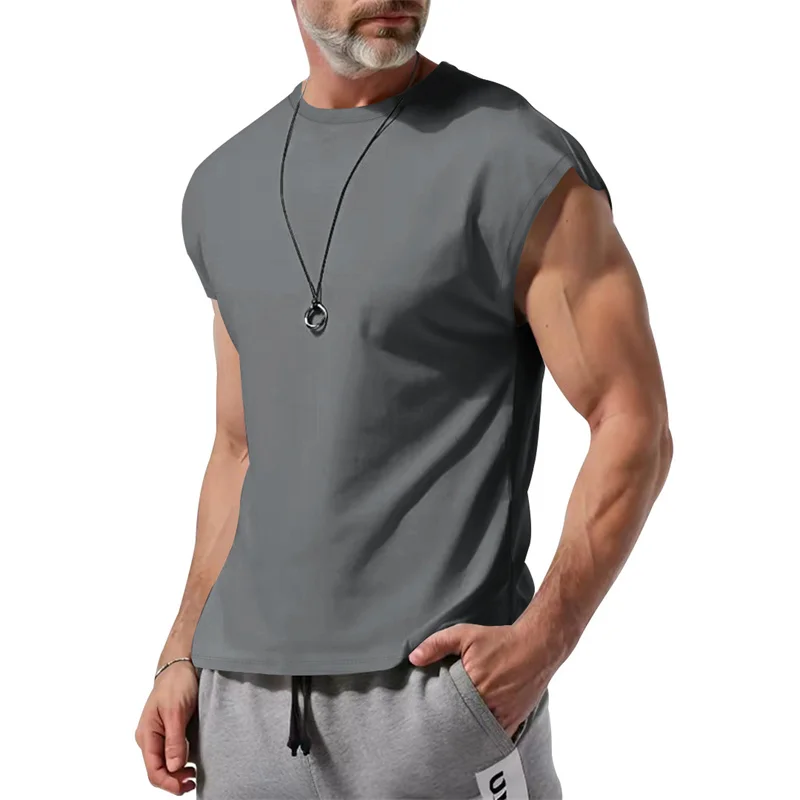 2026 Summer Men Waistcoat Running Vest Lightweight Soft Breathable Fitness Sleeveless Training Tank Top Daily Loose Sports tops