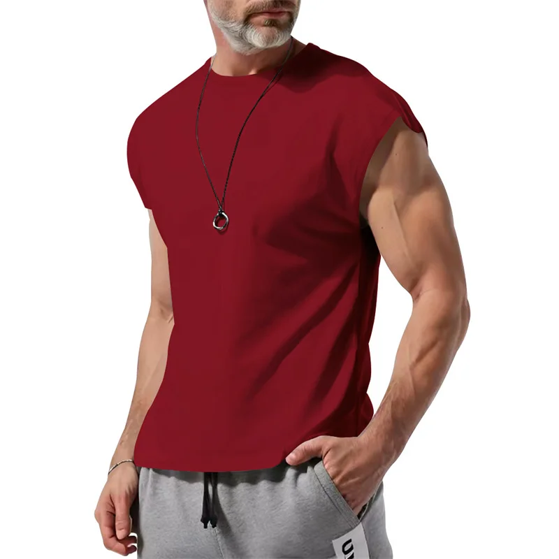 2026 Summer Men Waistcoat Running Vest Lightweight Soft Breathable Fitness Sleeveless Training Tank Top Daily Loose Sports tops