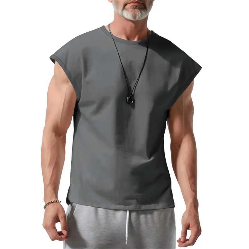 2026 Summer Men Waistcoat Running Vest Lightweight Soft Breathable Fitness Sleeveless Training Tank Top Daily Loose Sports tops