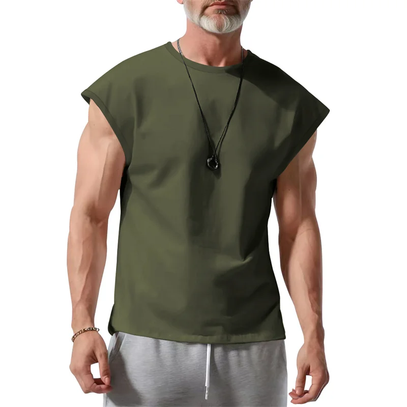 2026 Summer Men Waistcoat Running Vest Lightweight Soft Breathable Fitness Sleeveless Training Tank Top Daily Loose Sports tops