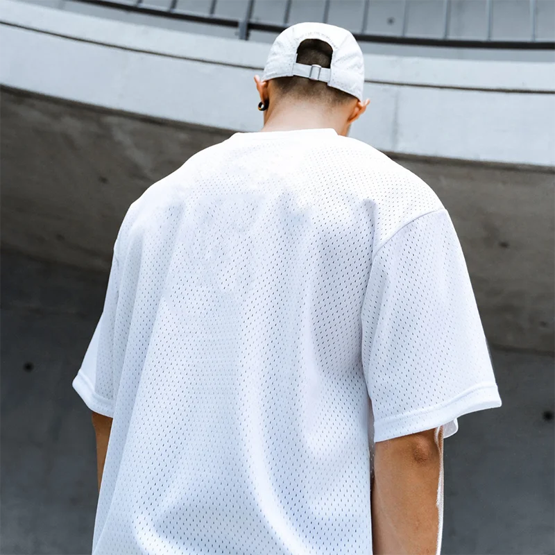 Men's Athletic Mesh Quick Dry Running T Shirt Short Sleeve Crew Neck Loose Oversized Fit Dropped Shoulders Workout Training Tops