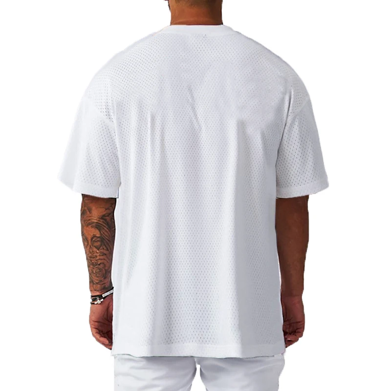 Men's Athletic Mesh Quick Dry Running T Shirt Short Sleeve Crew Neck Loose Oversized Fit Dropped Shoulders Workout Training Tops