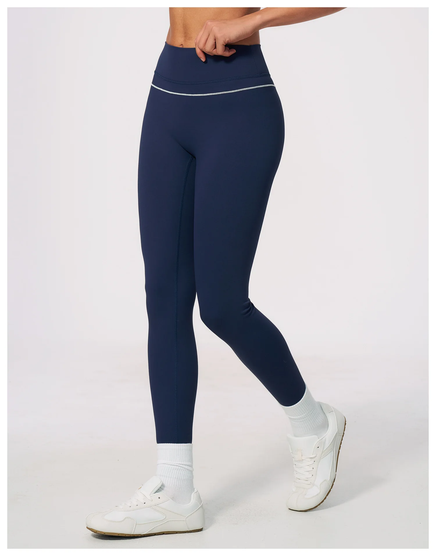 Women High Waist Yoga Leggings V Back Contrast Stitching Butt Lifting Gym Pants Tummy Control Workout Tights Running Sportswear