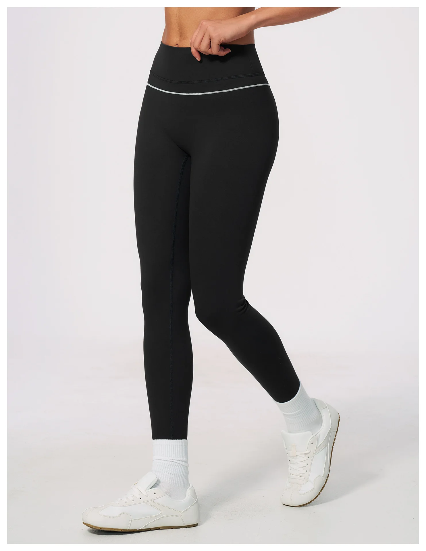 Women High Waist Yoga Leggings V Back Contrast Stitching Butt Lifting Gym Pants Tummy Control Workout Tights Running Sportswear