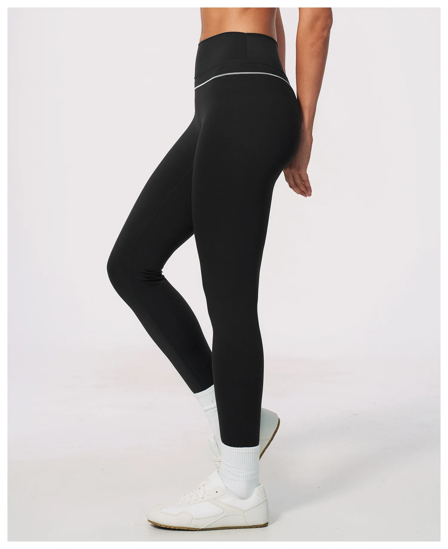 Women High Waist Yoga Leggings V Back Contrast Stitching Butt Lifting Gym Pants Tummy Control Workout Tights Running Sportswear