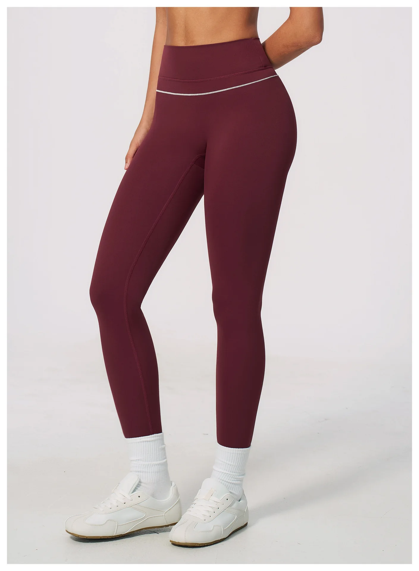 Women High Waist Yoga Leggings V Back Contrast Stitching Butt Lifting Gym Pants Tummy Control Workout Tights Running Sportswear
