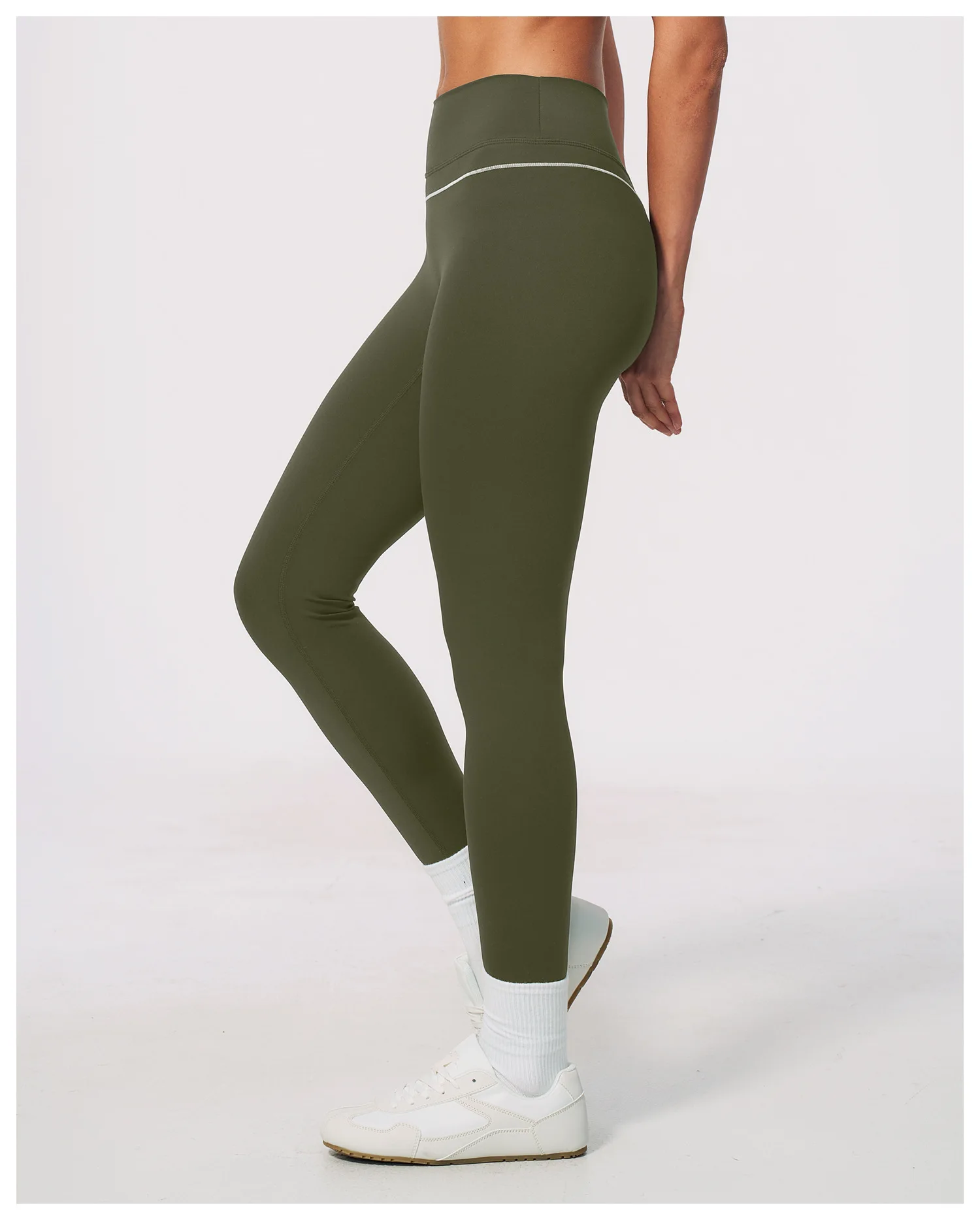 Women High Waist Yoga Leggings V Back Contrast Stitching Butt Lifting Gym Pants Tummy Control Workout Tights Running Sportswear
