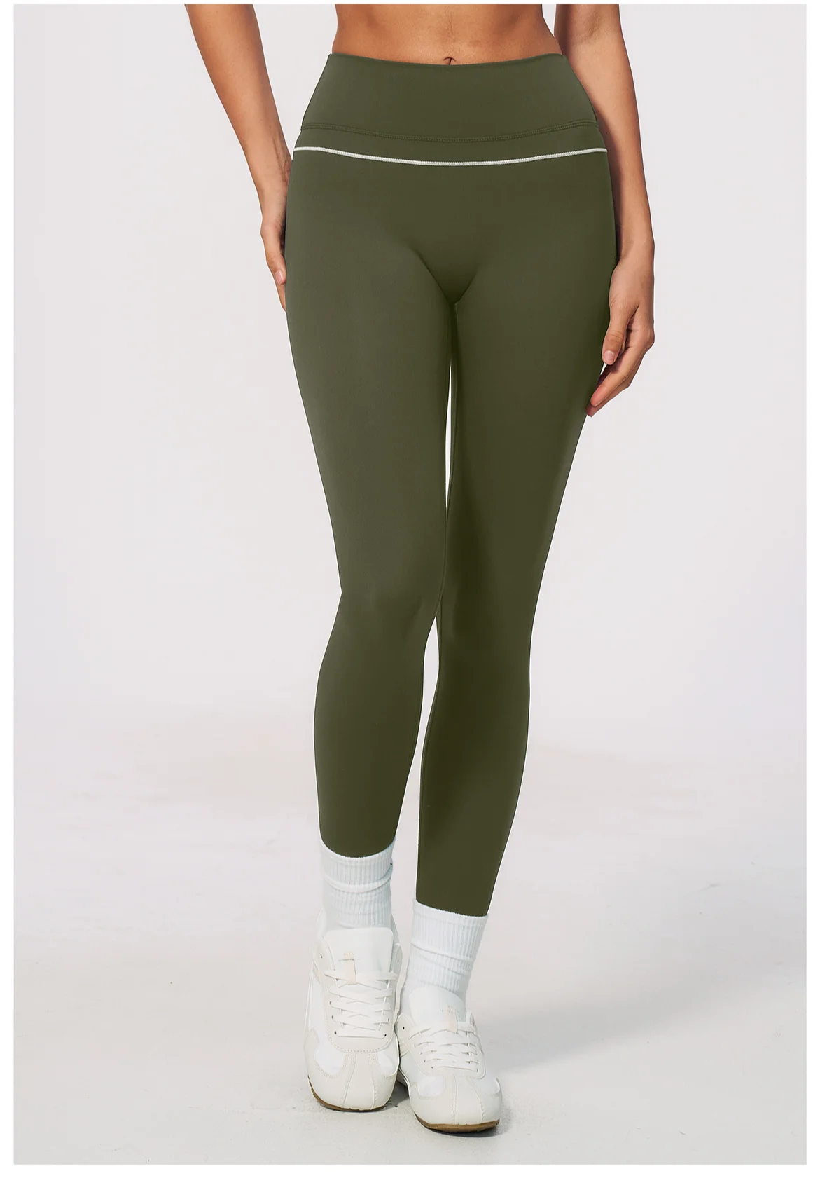 Women High Waist Yoga Leggings V Back Contrast Stitching Butt Lifting Gym Pants Tummy Control Workout Tights Running Sportswear
