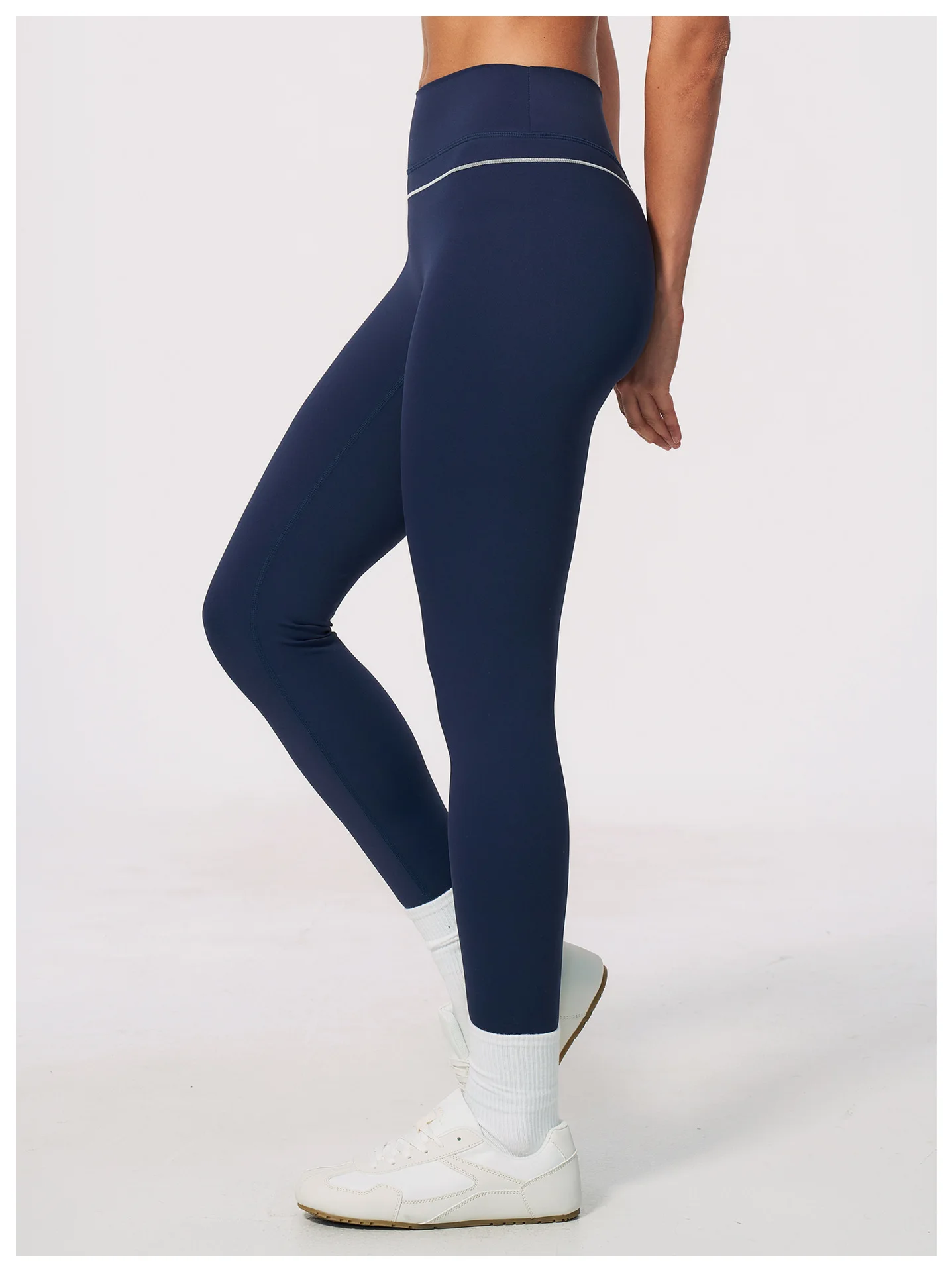 Women High Waist Yoga Leggings V Back Contrast Stitching Butt Lifting Gym Pants Tummy Control Workout Tights Running Sportswear