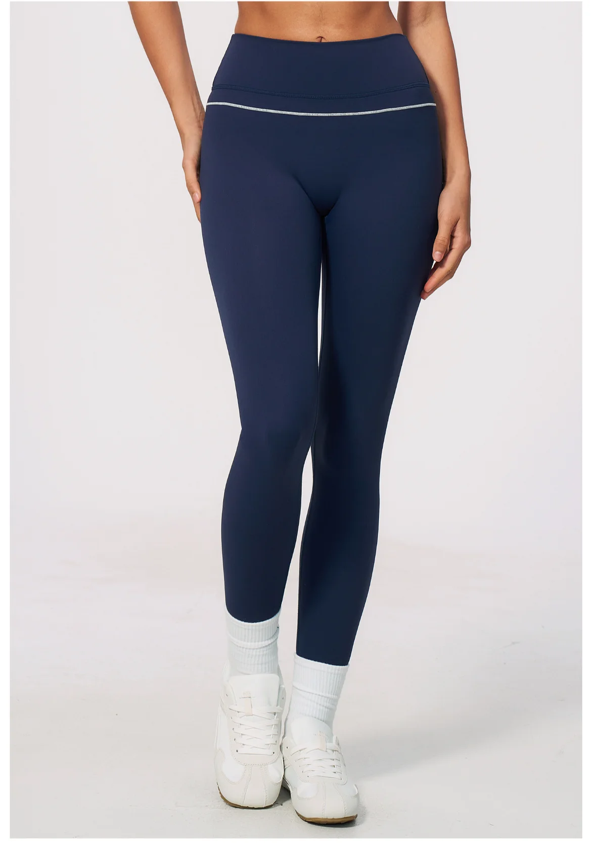 Women High Waist Yoga Leggings V Back Contrast Stitching Butt Lifting Gym Pants Tummy Control Workout Tights Running Sportswear