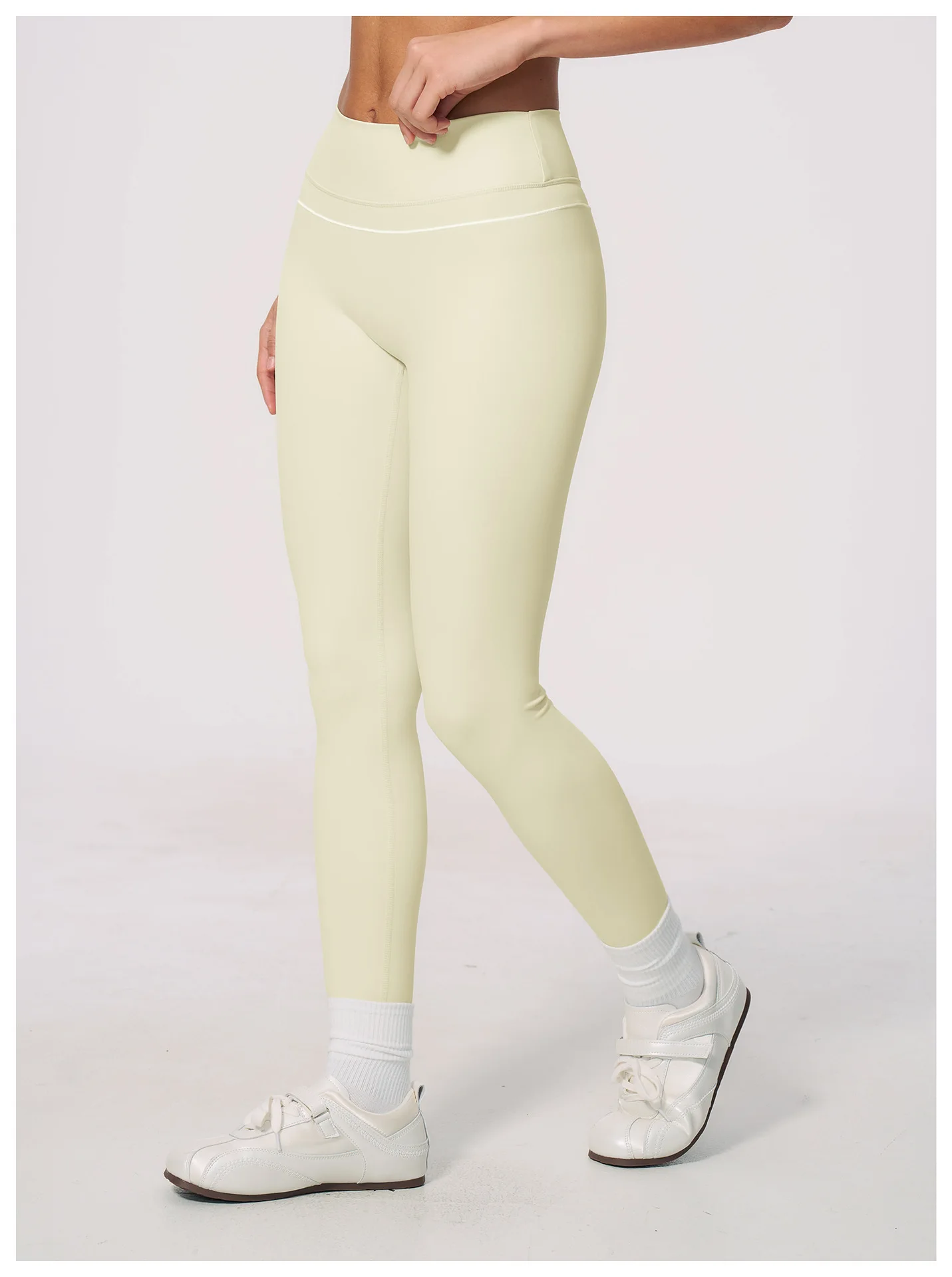 Women High Waist Yoga Leggings V Back Contrast Stitching Butt Lifting Gym Pants Tummy Control Workout Tights Running Sportswear