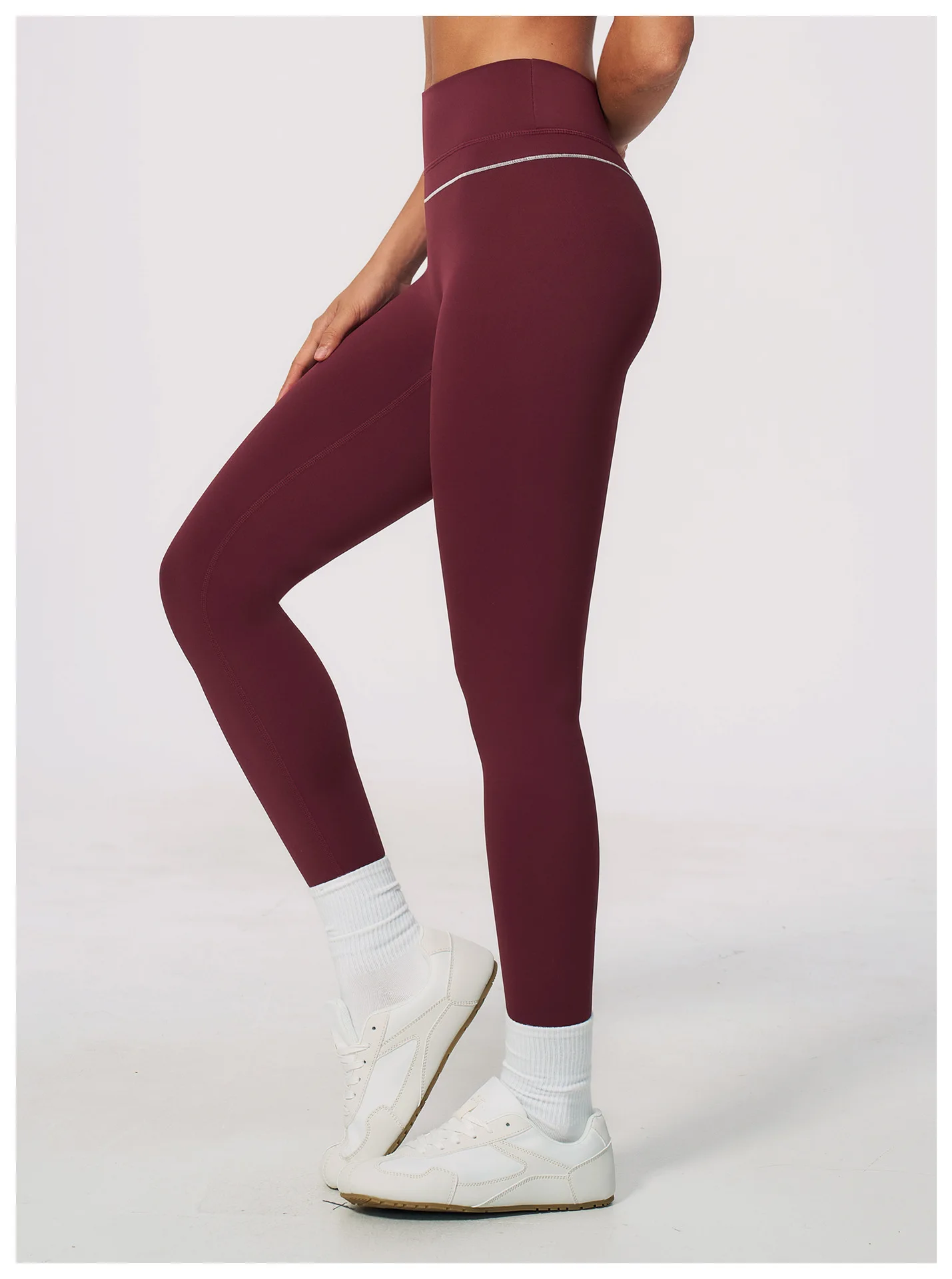 Women High Waist Yoga Leggings V Back Contrast Stitching Butt Lifting Gym Pants Tummy Control Workout Tights Running Sportswear