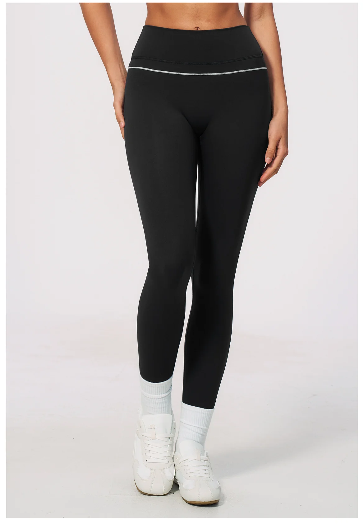 Women High Waist Yoga Leggings V Back Contrast Stitching Butt Lifting Gym Pants Tummy Control Workout Tights Running Sportswear