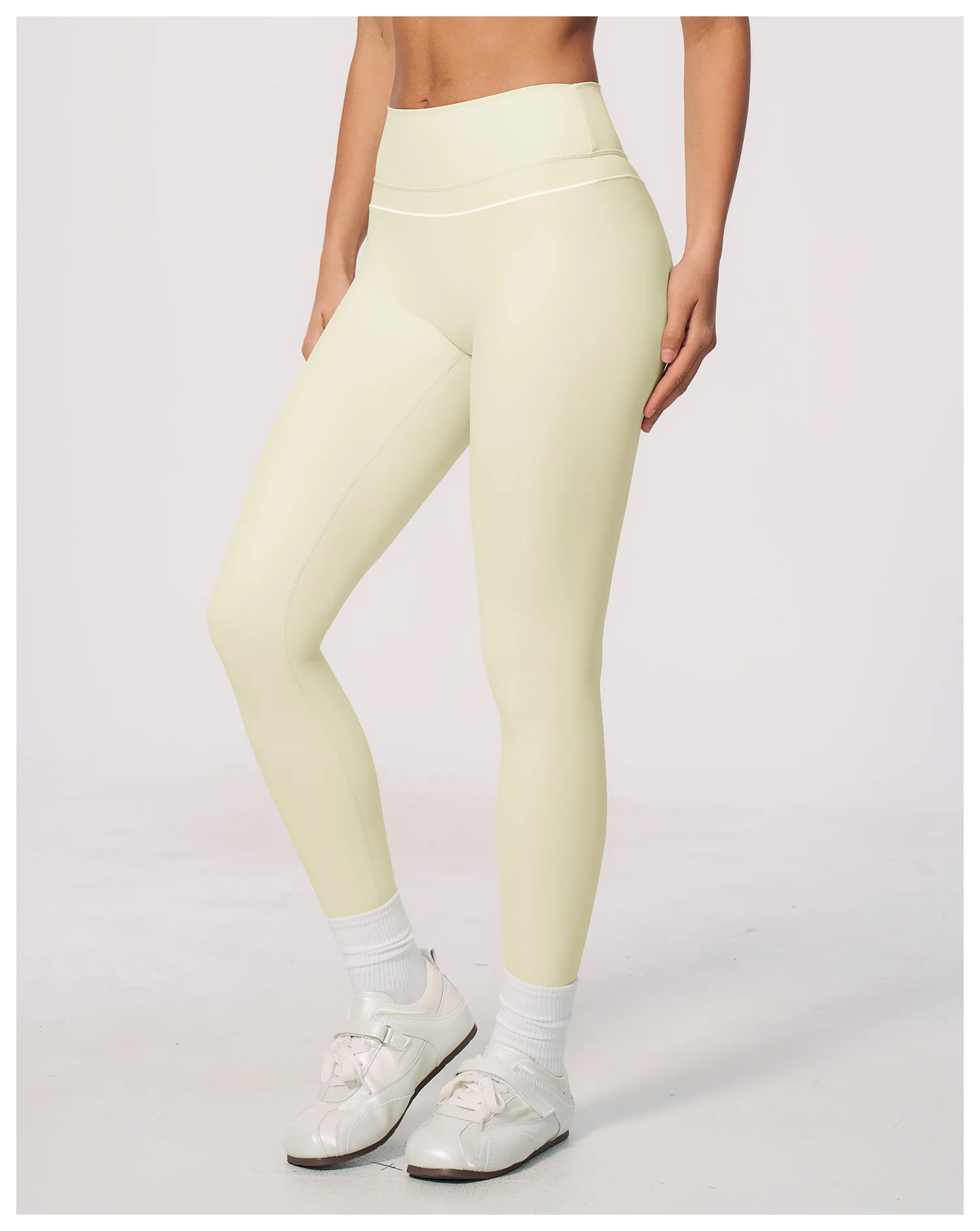 Women High Waist Yoga Leggings V Back Contrast Stitching Butt Lifting Gym Pants Tummy Control Workout Tights Running Sportswear