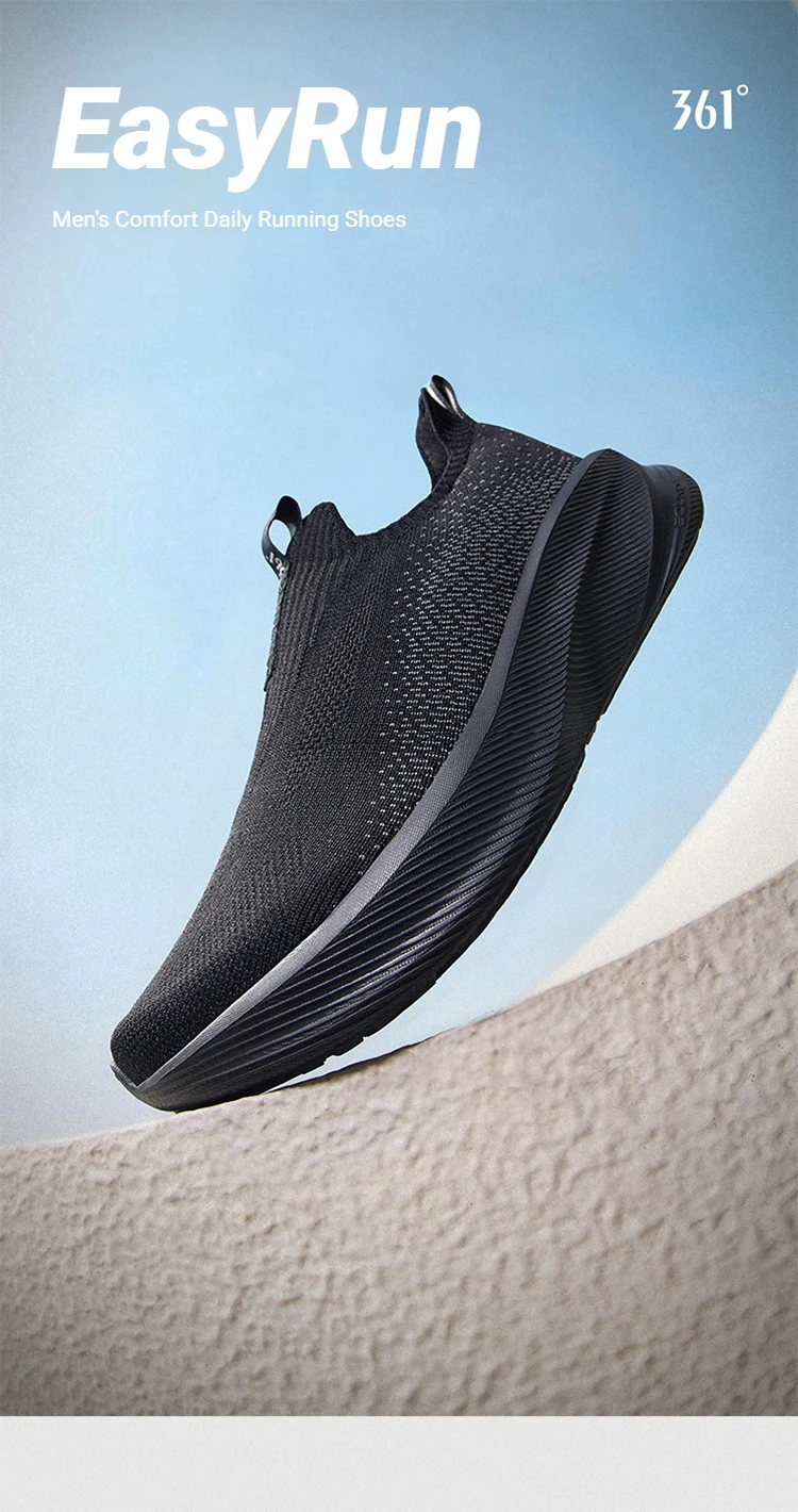 361 Degrees Fengye 5.0 Slip-On Daily Running Shoes Durable Stable Lightweight Elastic Rebound Breathable Male Sneakers 672632242