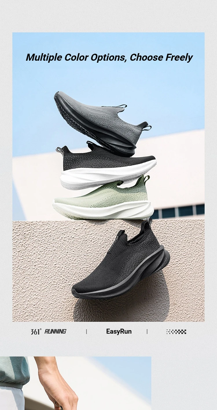 361 Degrees Fengye 5.0 Slip-On Daily Running Shoes Durable Stable Lightweight Elastic Rebound Breathable Male Sneakers 672632242