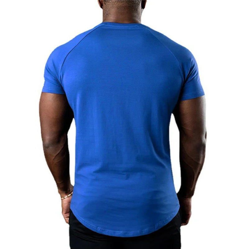 Mens Running Absorb Sweat T-Shirts Gym Bodybuilding Tee Shirts Summer Cotton Short Sleeve Fitness Shirts Casual Sports Clothing